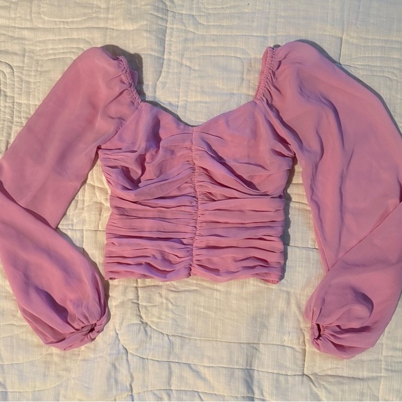 Abercrombie Pink Ruched Crop Top - Picture 1 of 4